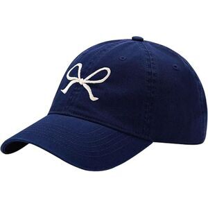 Unisex Navy Embroidered Bow Tie 100% Cotton Adjustable Fit Classic Baseball Cap